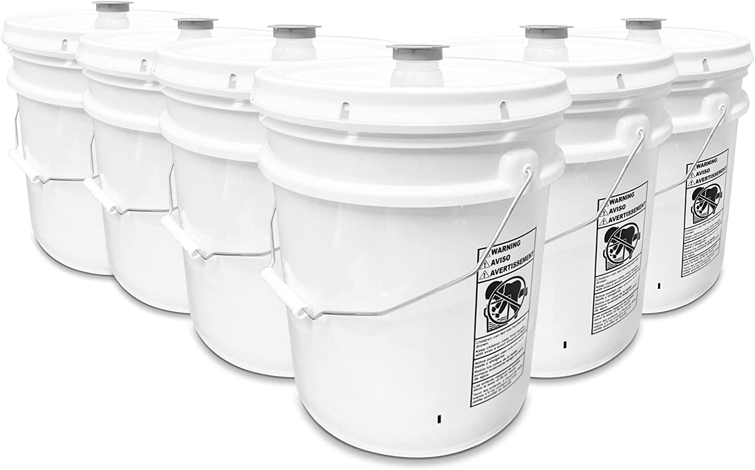 ATERET 5 Gallon White Bucket & Pour Spout Lid - Durable 90 Mil All Purpose  Pail